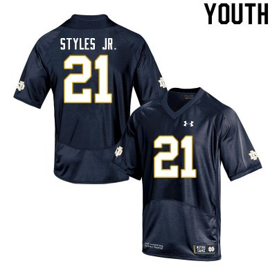 Notre Dame Fighting Irish Youth Lorenzo Styles Jr. #21 Navy Under Armour Authentic Stitched College NCAA Football Jersey GZP8799LM